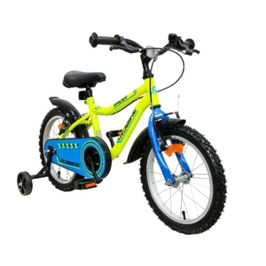Bicicleta copii Robike Racer 16 Galben Neon/Albastru