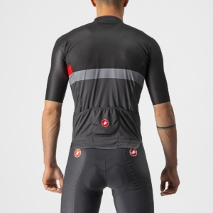 Tricou cu maneca scurta Castelli A Blocco Negru/Antracit/Rosu L