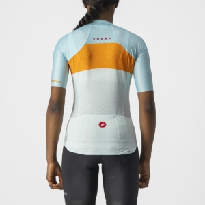 Tricou cu maneca scurta Castelli Aero PRO W de dama Bleu/Portocaliu XS