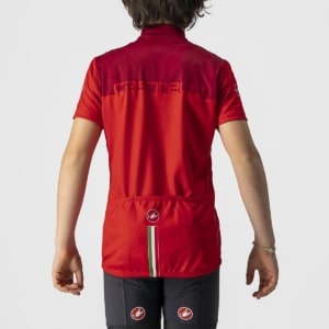 Tricou cu maneca scurta Castelli Neo Prologo pentru copii Rosu/Visiniu 4A